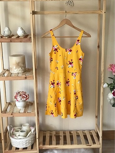 H&M çiçekli sarı elbise xs