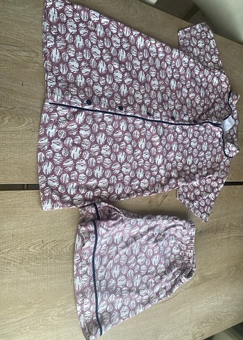 Bordo Bohem Kısa Kollu Kadın Pijama Takımı