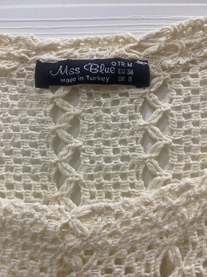 Bej Bohem Uzun Kollu Örgü Kadın Kazak - Görsel 2