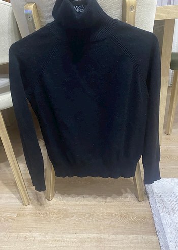 Siyah Boğazlı Triko Kadın Kazak - Görsel 2