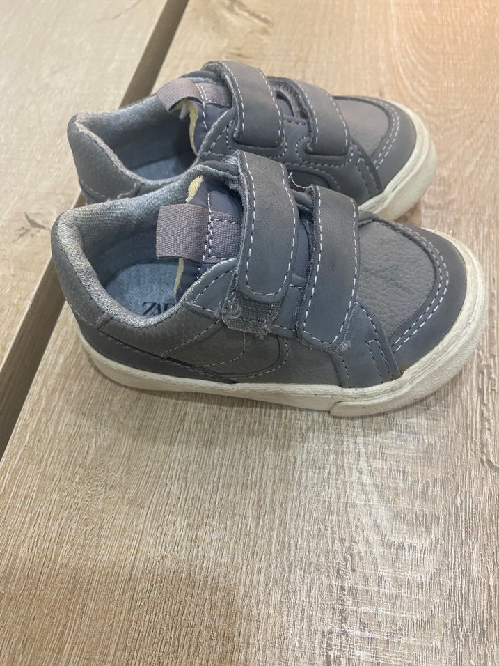 Gri Erkek Çocuk Spor Ayakkabı Cırt Cırtlı - Görsel 2