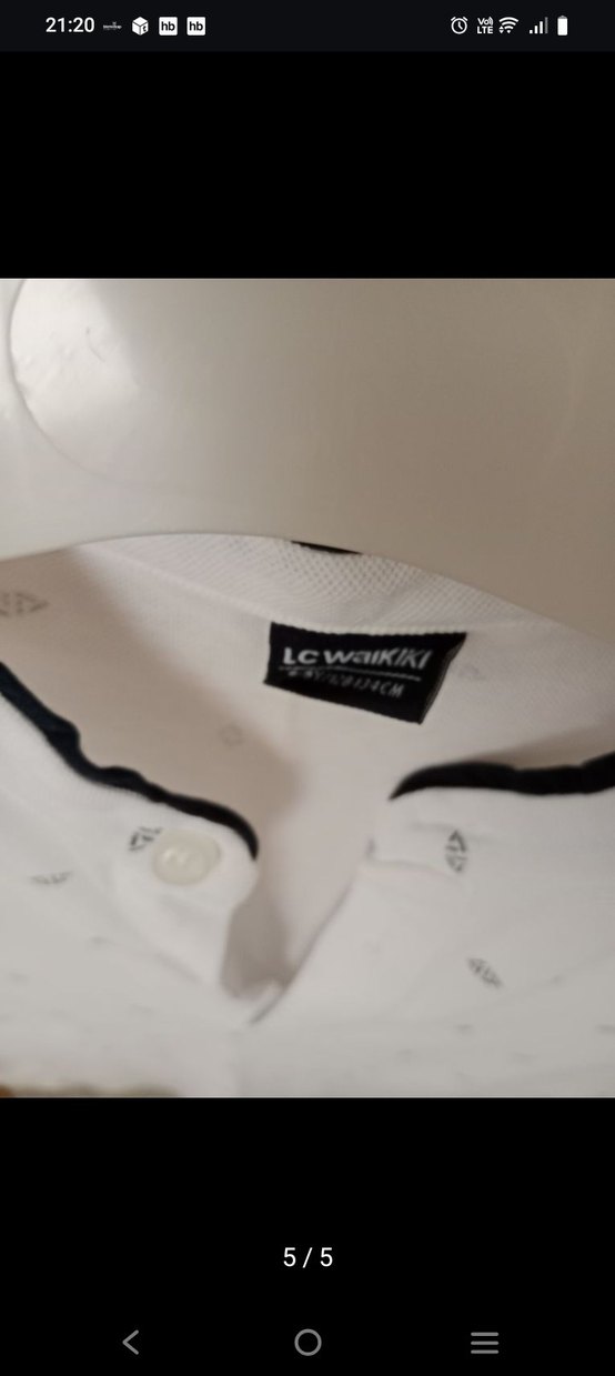 Gri Baskılı Beyaz Kısa Kollu Polo Tişört - Görsel 2