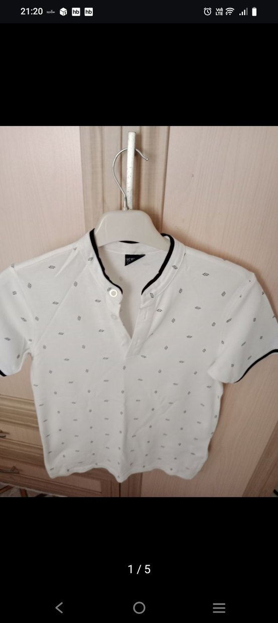 Gri Baskılı Beyaz Kısa Kollu Polo Tişört - Görsel 3