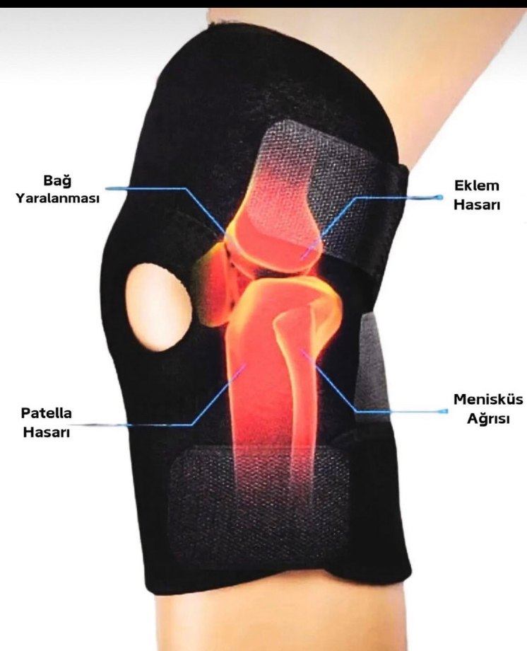 Siyah Biker Diz Koruyucu Velcro Bantlı - Görsel 2
