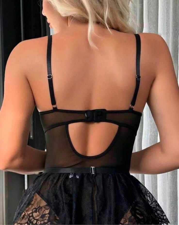 Kırmızı Dantelli Straplez Mini Büstiyer - Görsel 5