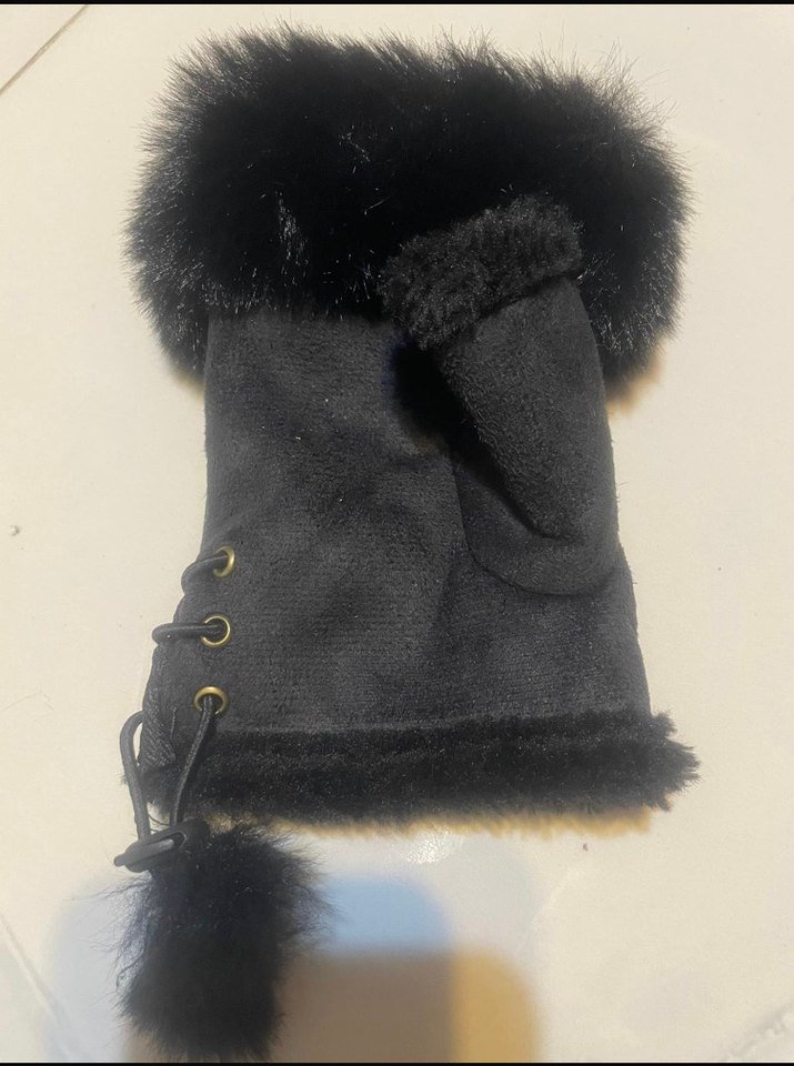 Kürk Detaylı Siyah Kadın Eldiven - Görsel 3