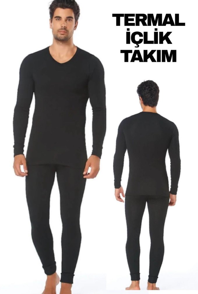 Erkek Siyah Uzun Kollu Rahat Pijama Takımı - Görsel 5