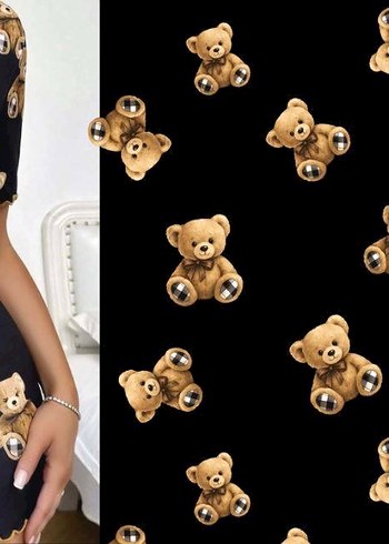 Leopar Desenli Uzun Kollu Mini Elbise - Görsel 6