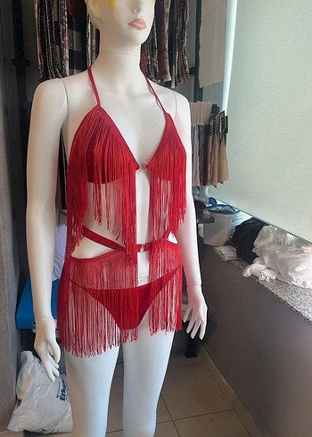 Püsküllü Siyah Bohem Bikini - Görsel 3