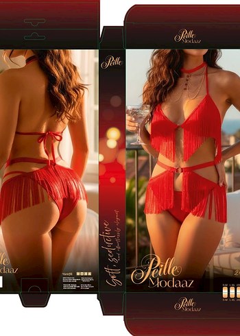 Püsküllü Siyah Bohem Bikini - Görsel 7