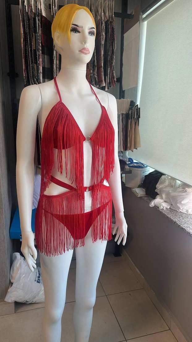 Püsküllü Siyah Bohem Bikini - Görsel 3