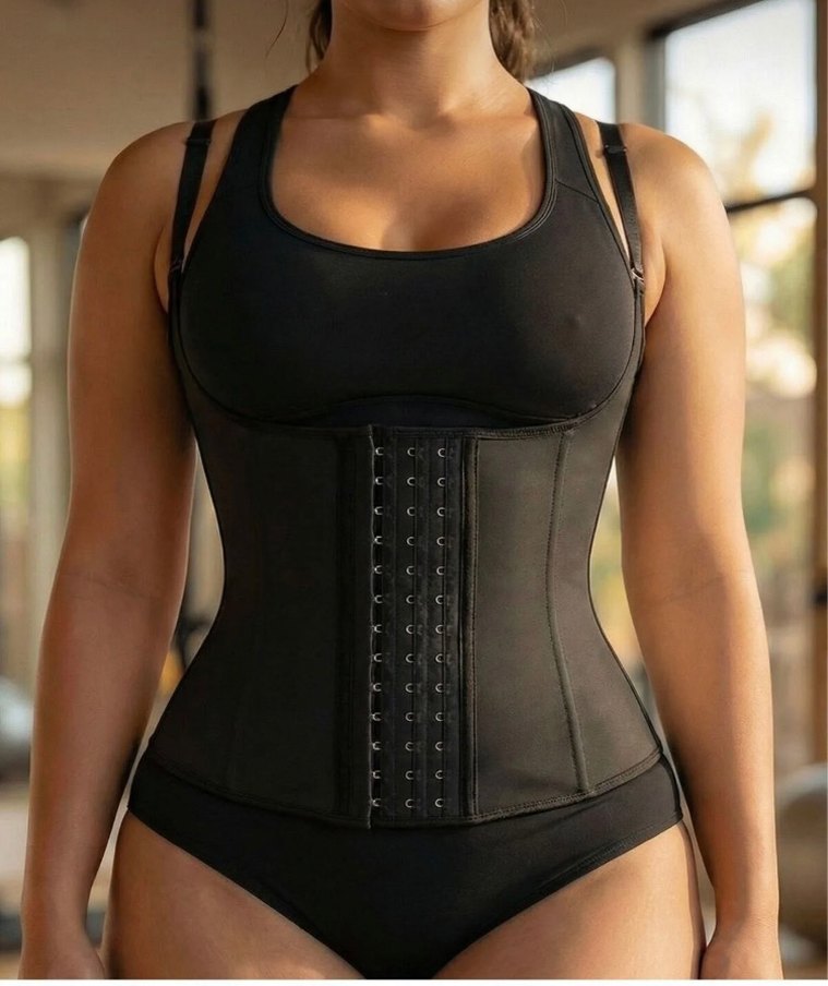 Askılı Siyah Latex Bel Korsesi Mini - Görsel 3