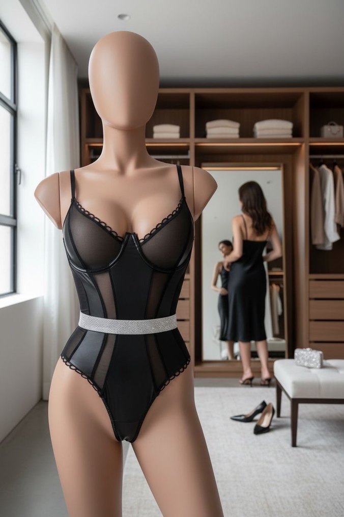 Siyah Gotik Dantelli Mini Sütyen Takımı - Görsel 3