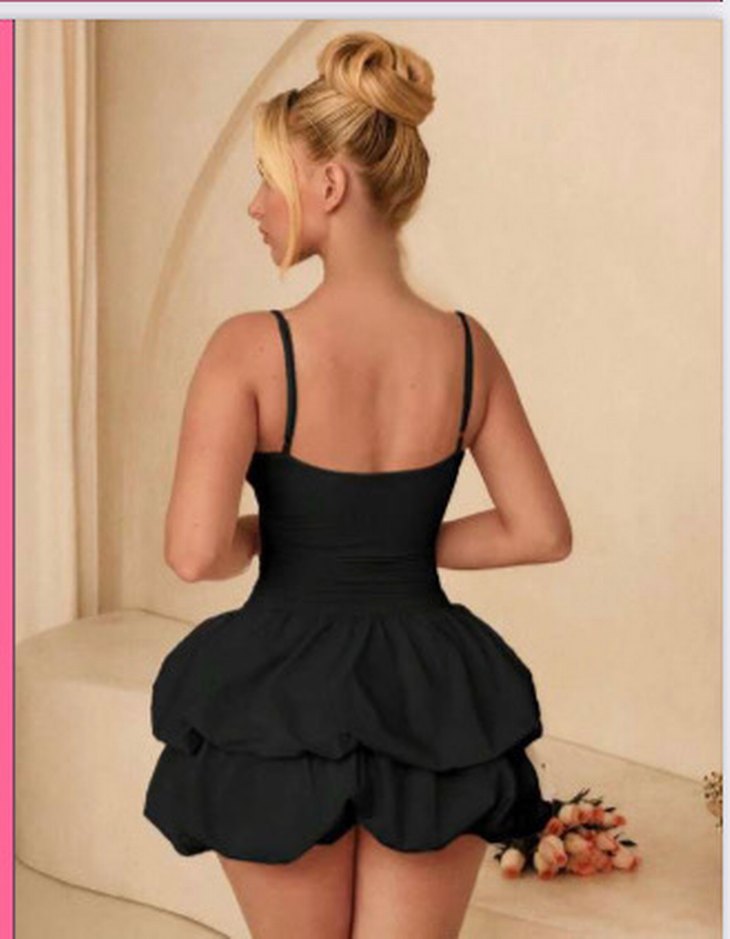 Siyah Deri Mini Elbise Kalp Tokalı - Görsel 3