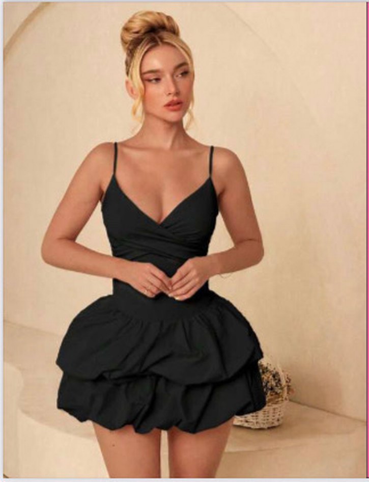 Siyah Deri Mini Elbise, Dantel Detaylı - Görsel 4