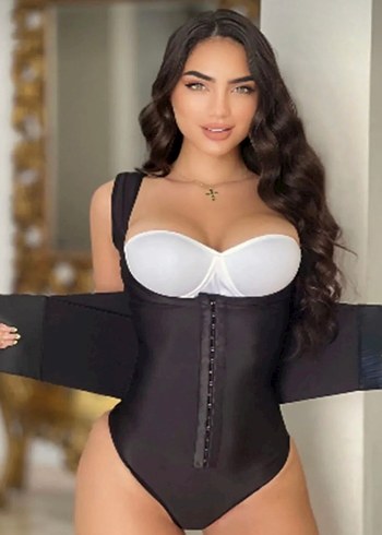 Siyah Göğüs Destekli Korse Midi Boy - Görsel 4