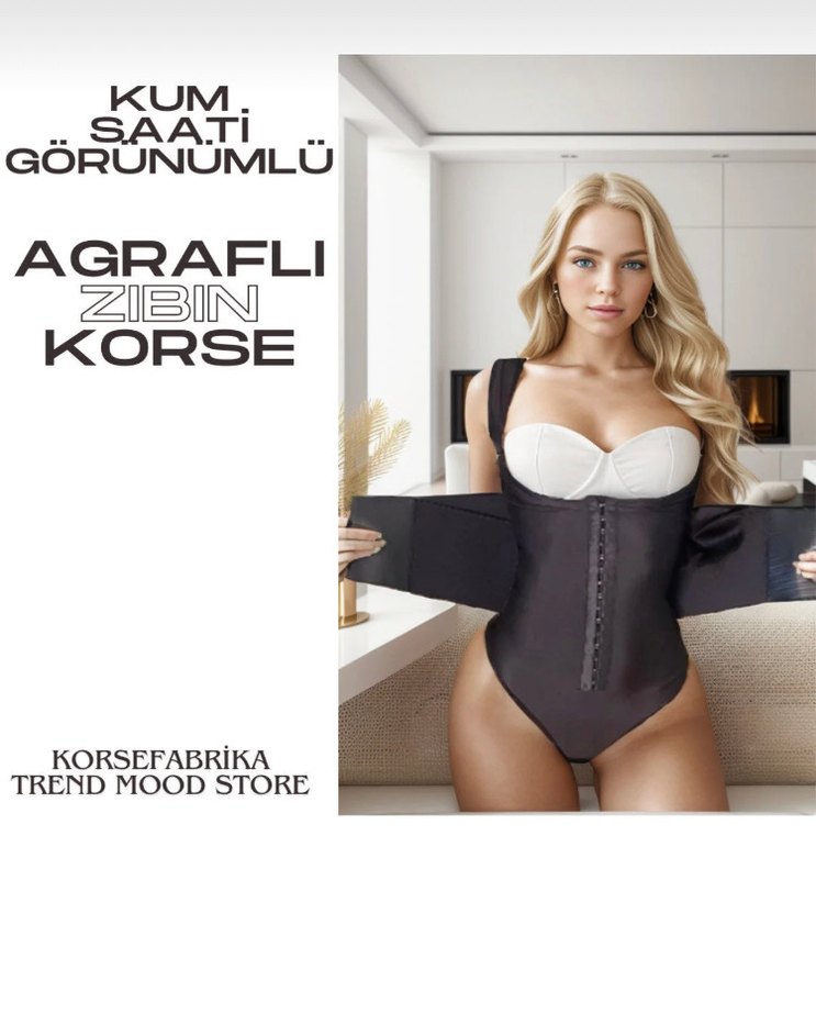 Siyah Göğüs Destekli Korse Midi Boy - Görsel 2