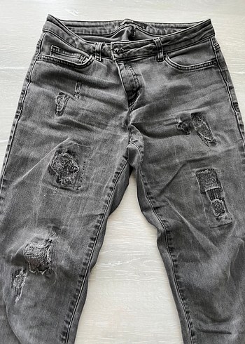 Gri Bol Kesim Kadın Jean Pantolon - Görsel 2