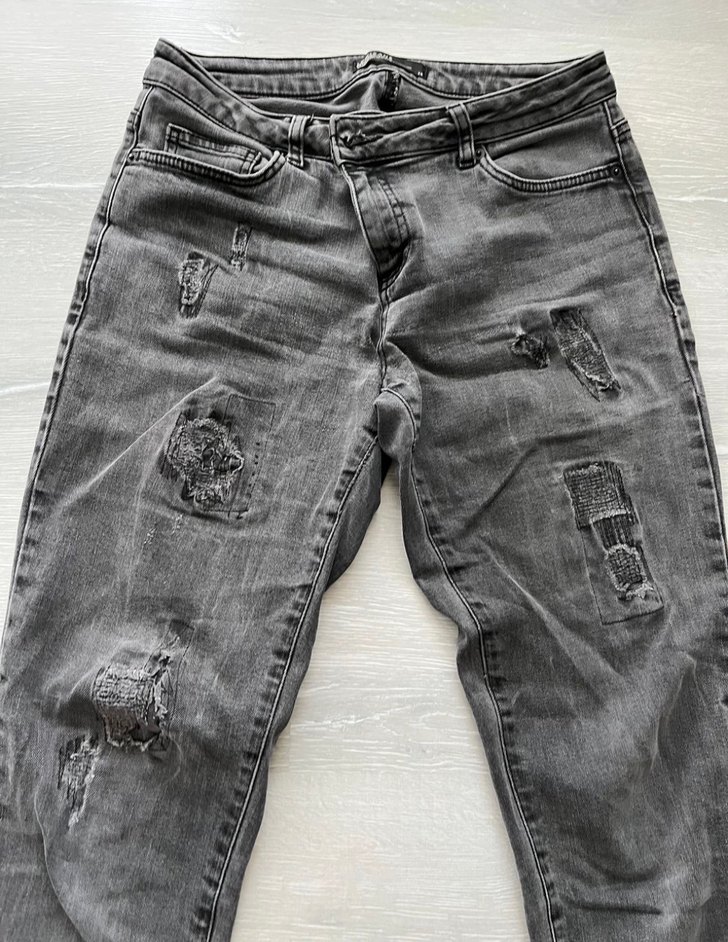 Gri Bol Kesim Kadın Jean Pantolon - Görsel 2