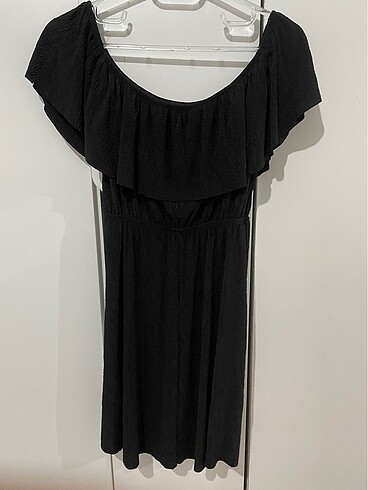 Trendyolmilla siyah madonna yaka A form elbise - Görsel 4