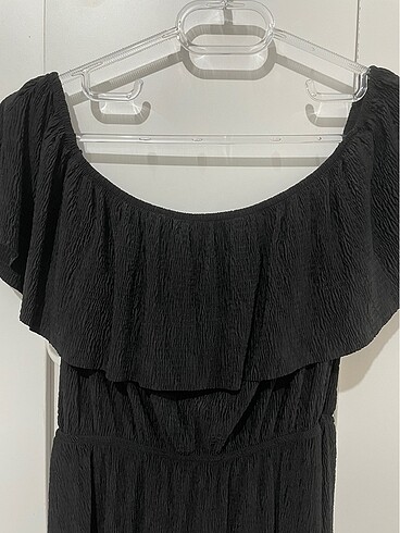 Trendyolmilla siyah madonna yaka A form elbise - Görsel 2