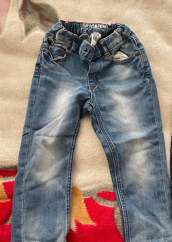 Erkek Çocuk Mavi Dügmeli Regular Fit Kot Pantolon - Görsel 3