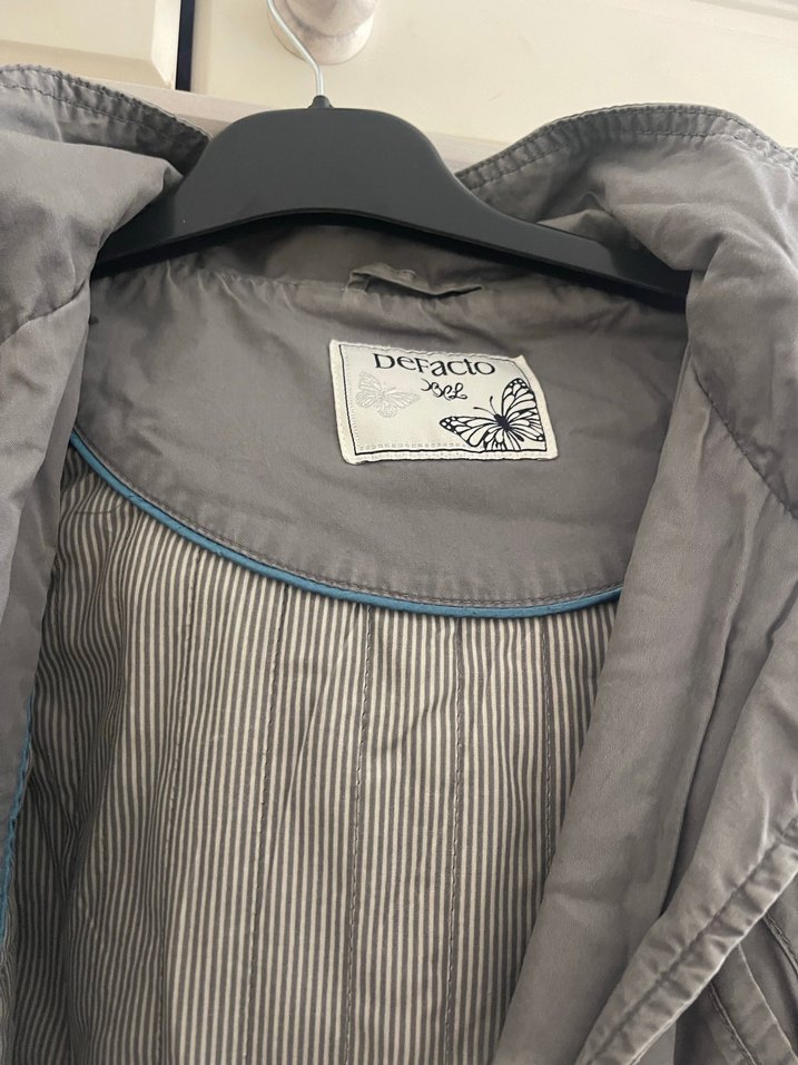 Gri Midi Boy Düğmeli Kadın Ceket - Görsel 2