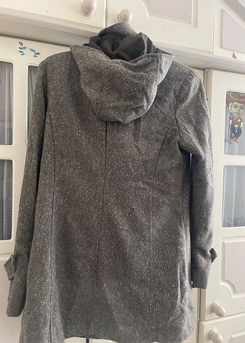 Düğmeli kahve kadın Yün Kaban - Görsel 5