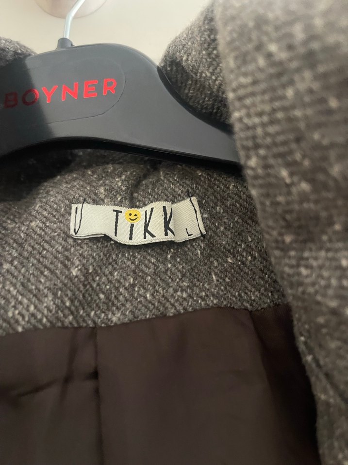 Düğmeli kahve kadın Yün Kaban - Görsel 4