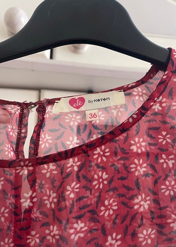 Bordo Bohem Salaş Kısa Kollu Bluz - Görsel 4