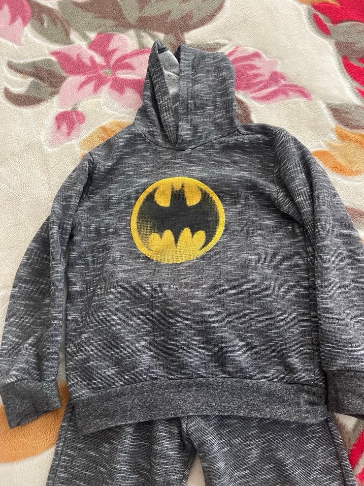 Gri Batman Kapüşonlu Erkek Eşofman Takımı - Görsel 3