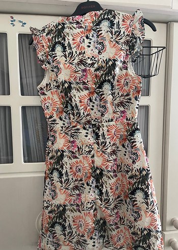 Çiçek Desenli V Yaka Midi Elbise - Görsel 3