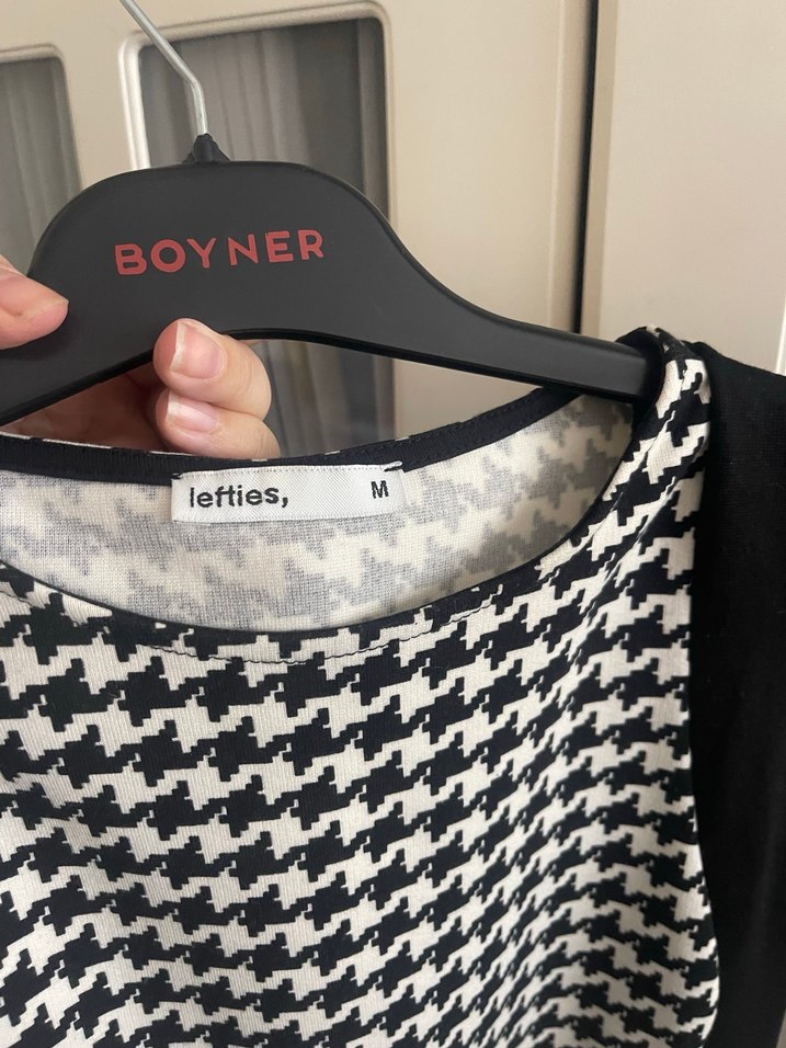 Siyah Gri Desenli Midi Elbise - Görsel 2