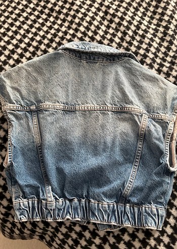 Gri Düğmeli Kadın Denim Ceket - Görsel 4