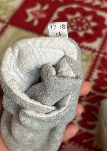 Düğmeli Erkek Çocuk Gri Sıcak Terlik - Görsel 5