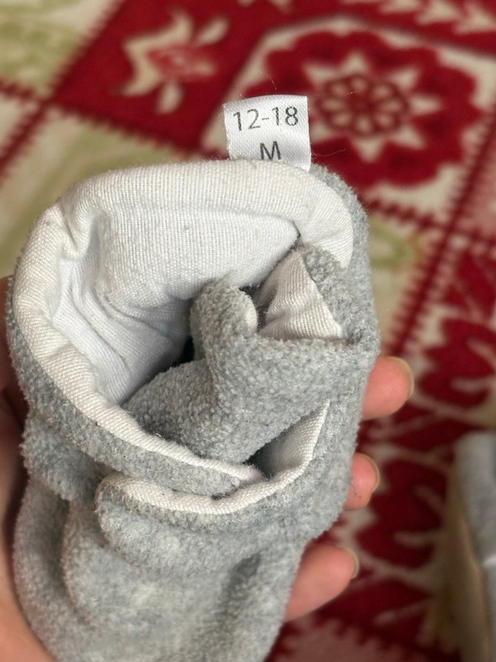 Düğmeli Erkek Çocuk Gri Sıcak Terlik - Görsel 5