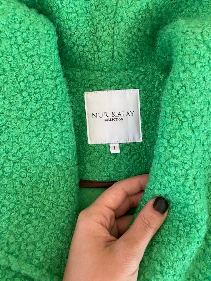 Yeşil Kemerli Peluş Kaban - Görsel 4