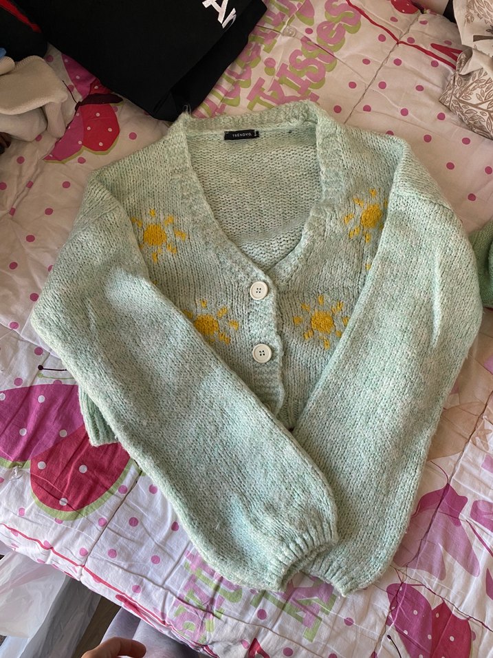 Güneş desenli örgü hırka - Görsel 2