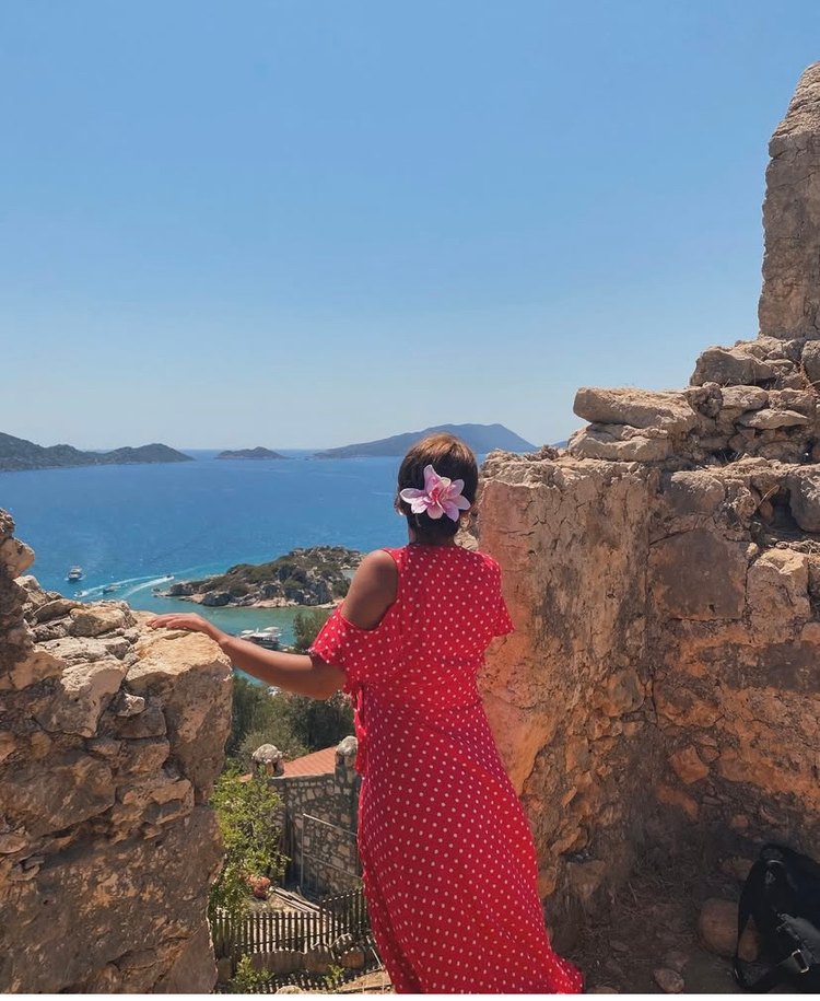 Kırmızı Leopar Desenli uzun Bohem Elbise - Görsel 3