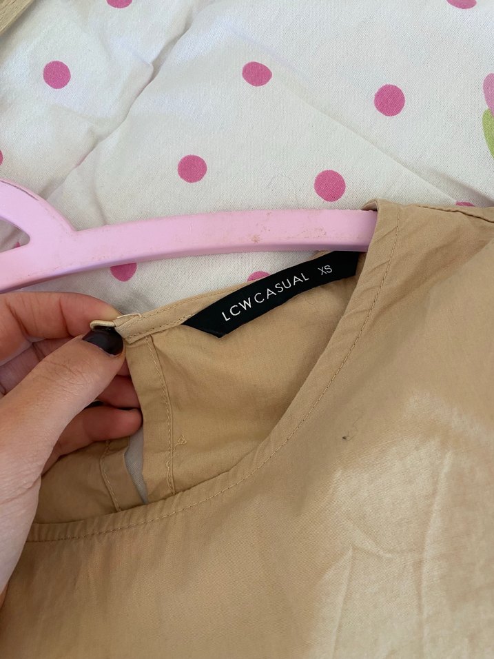 Bej Renkli Fırfırlı Uzun Keten Elbise - Görsel 3