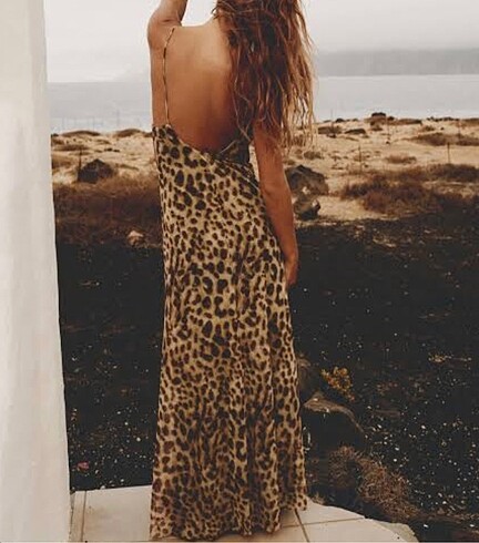 xs Beden ZARA UZUN LEOPAR ELBİSE