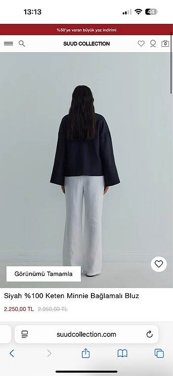 s Beden siyah Renk Suud collection bağlamalı keten gömlek