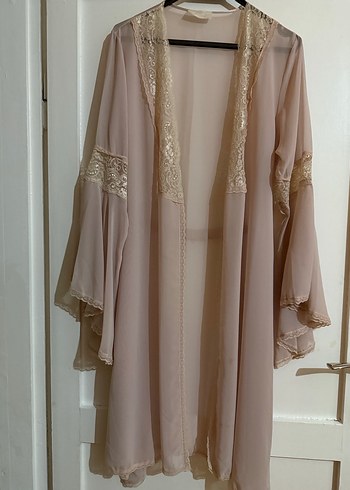 Bej Uzun Kollu Bohem Kadın Sabahlık - Görsel 3