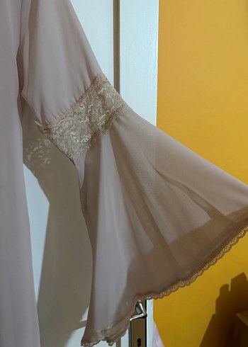 Bej Uzun Kollu Bohem Kadın Sabahlık - Görsel 4