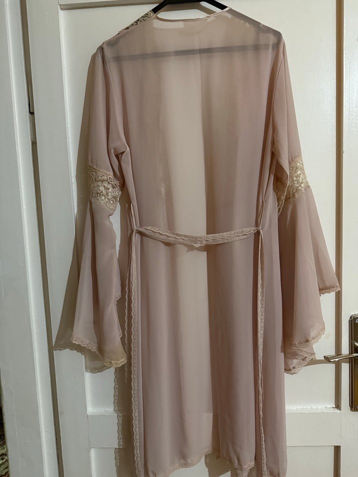 Bej Uzun Kollu Bohem Kadın Sabahlık - Görsel 2