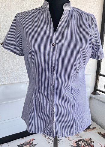 Beymen Business Beymen Düğmeli Mavi Çizgili Kadın Gömlek