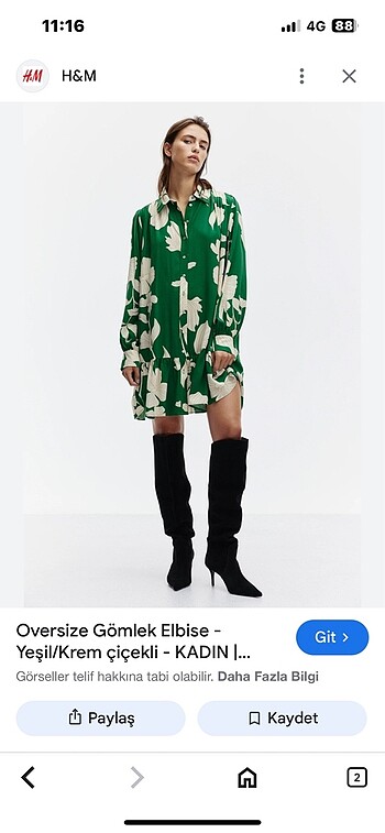 s Beden yeşil Renk H&M çiçekli elbise