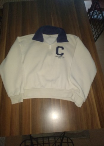 Kadın Beyaz Fermuarlı Sweatshirt