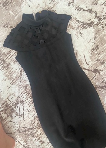 Diğer Siyah Uzun Yaka Detaylı Gotik Kadın Elbise