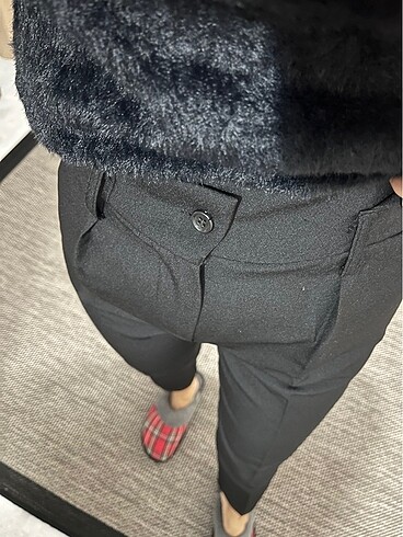 xs Beden siyah Renk Beli piliseli kumaş pantolon